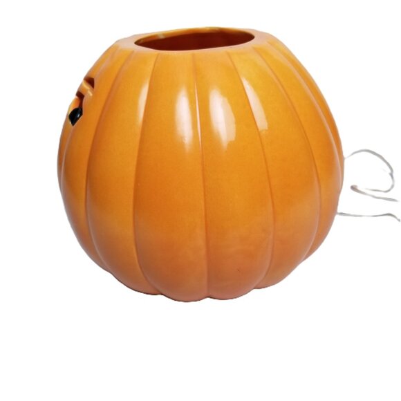 Ceramic Halloween Pumpkin Orange BOO Light Up Decoration Jack O Lantern Vintage - Picture 4 of 13